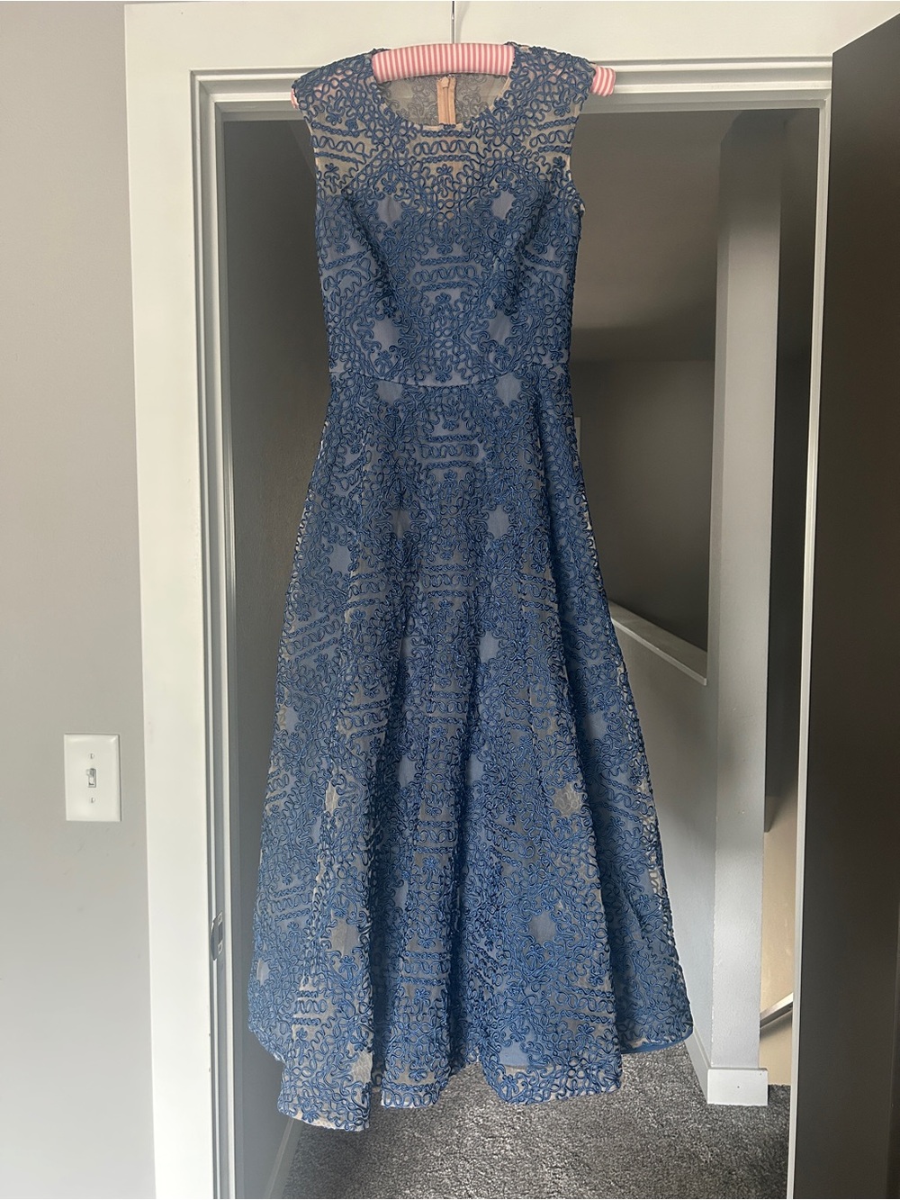 BHLDN Sleeveless Blue Lace Midi Dress